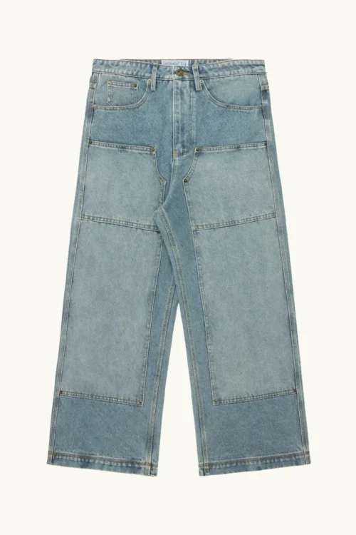 Double Knee Danim Jeans Blue